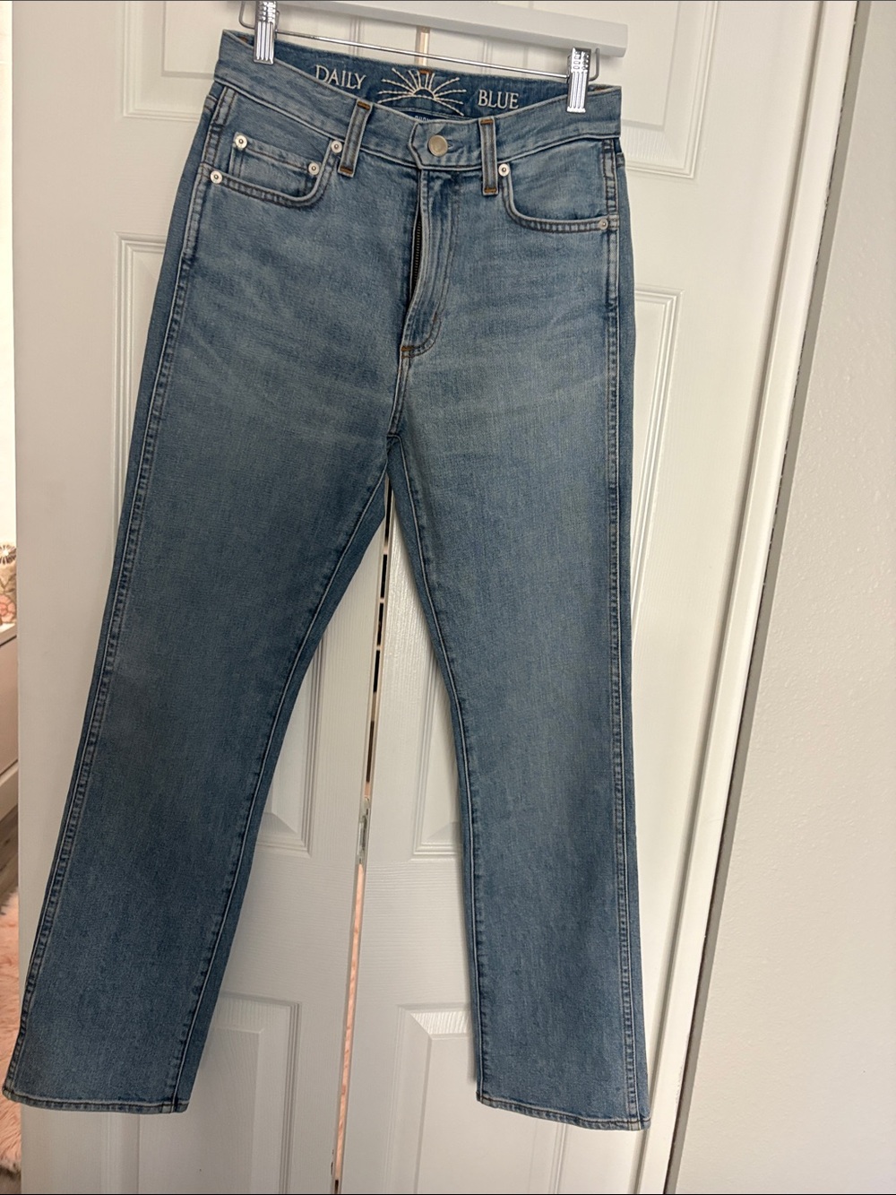 Daily Blue High-Rise Slim Straight Jeans in Light Blue